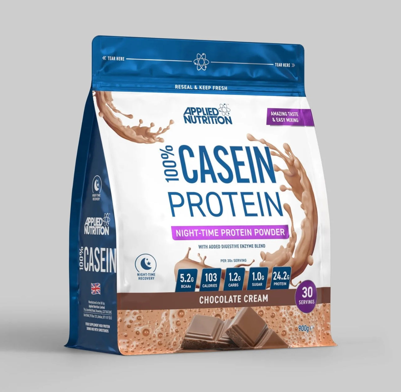 Applied Nutrition Casein Protein Powder - Micellar Casein Supplement, Slow Release Protein (900g - 30 Servings)